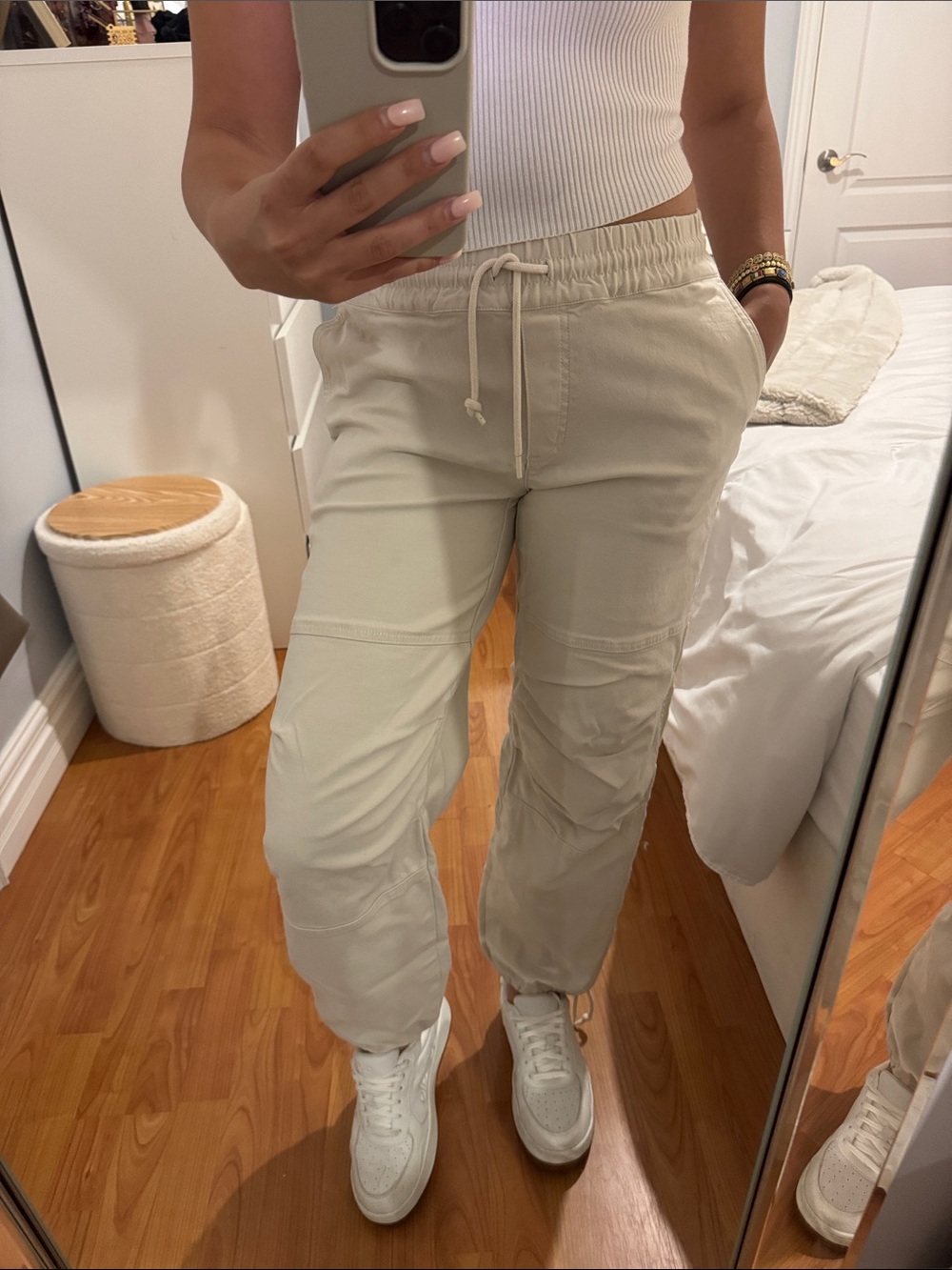 Wilfred Beige Drawstring Cargo Trousers
